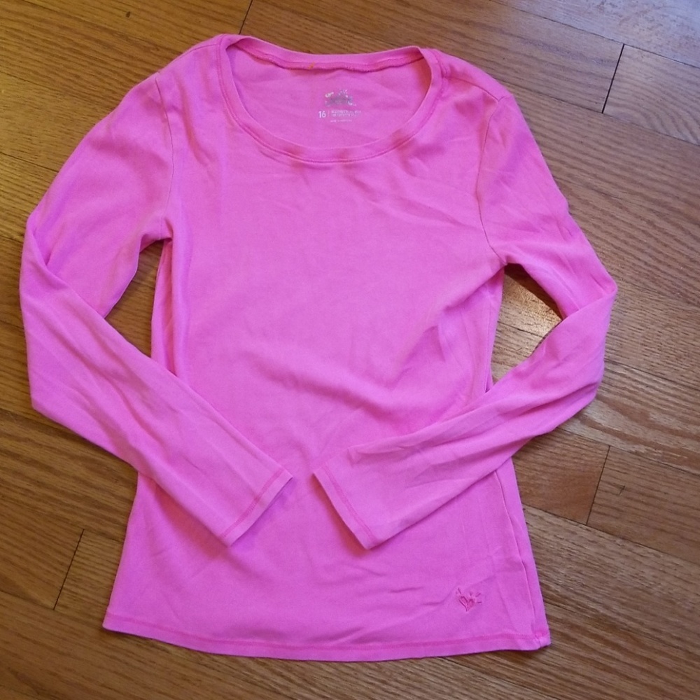 Justice hot pink long sleeve Tshirt Sz 16